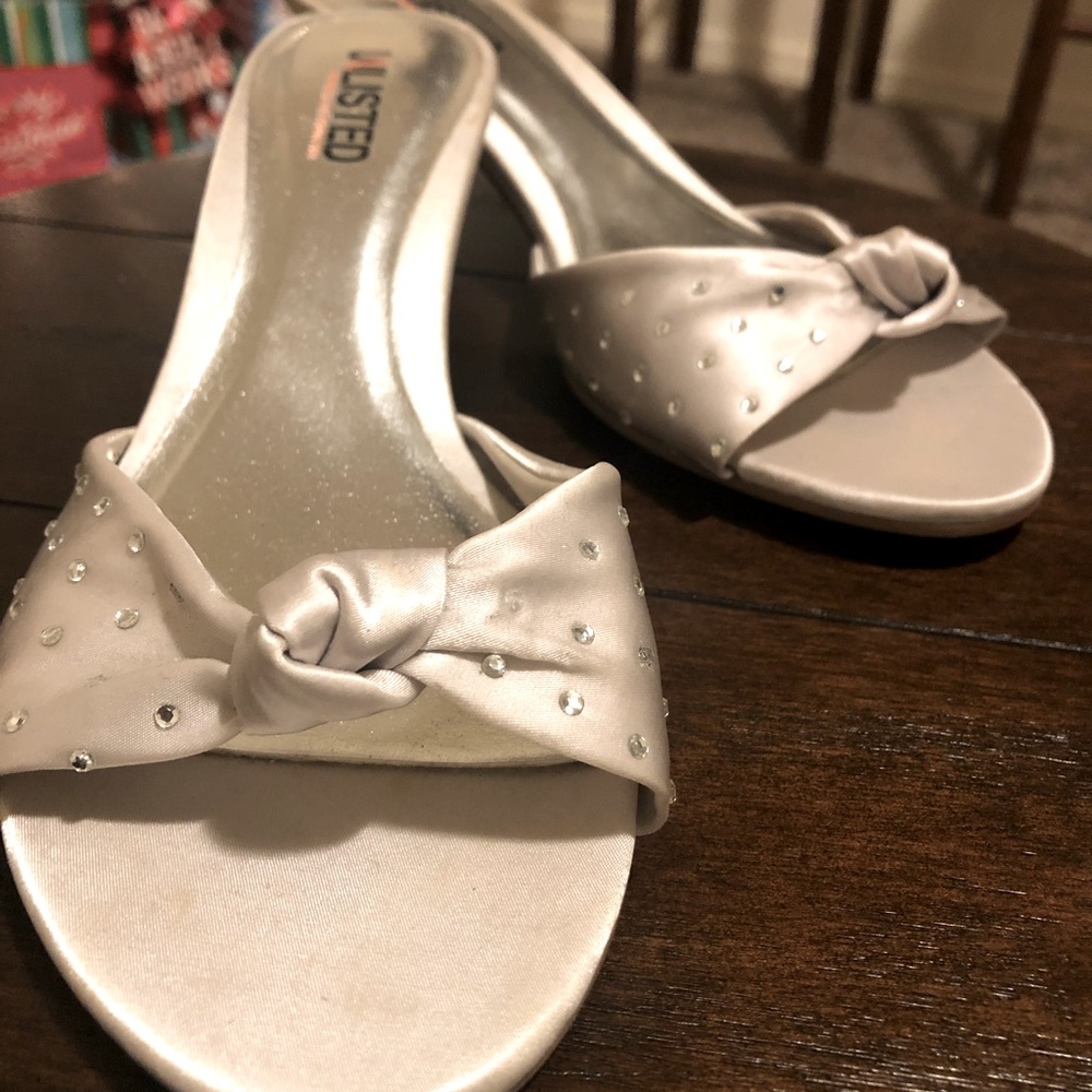 SOLD Unlisted Satin Studded Kitten Heel